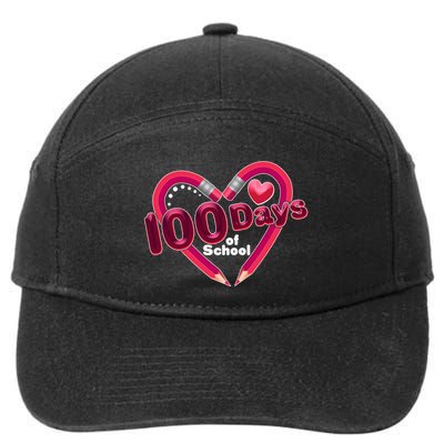 Valentines Day 100 Days Of School 7-Panel Snapback Hat