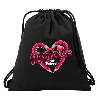Valentines Day 100 Days Of School Drawstring Bag