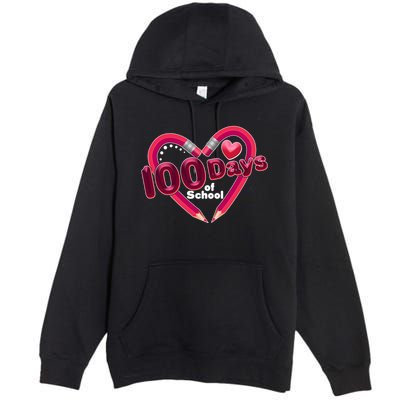Valentines Day 100 Days Of School Premium Pullover Hoodie