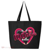 Valentines Day 100 Days Of School 25L Jumbo Tote