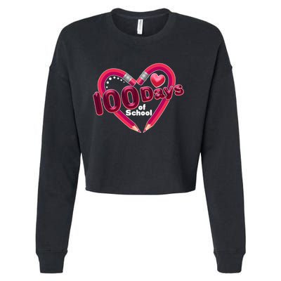 Valentines Day 100 Days Of School Cropped Pullover Crew