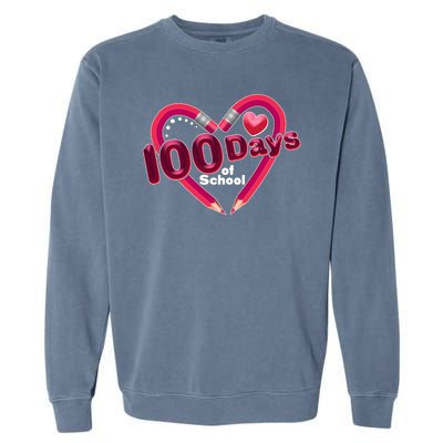 Valentines Day 100 Days Of School Garment-Dyed Sweatshirt