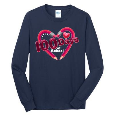 Valentines Day 100 Days Of School Tall Long Sleeve T-Shirt