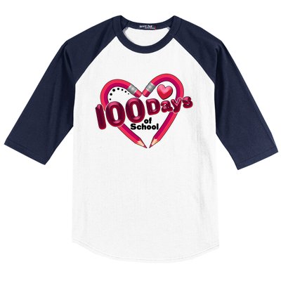 Valentines Day 100 Days Of School Baseball Sleeve Shirt