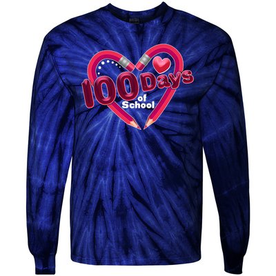 Valentines Day 100 Days Of School Tie-Dye Long Sleeve Shirt