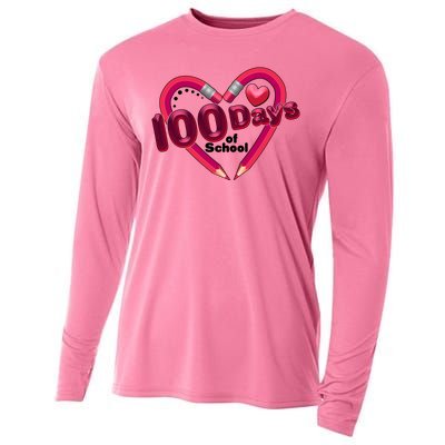 Valentines Day 100 Days Of School Cooling Performance Long Sleeve Crew