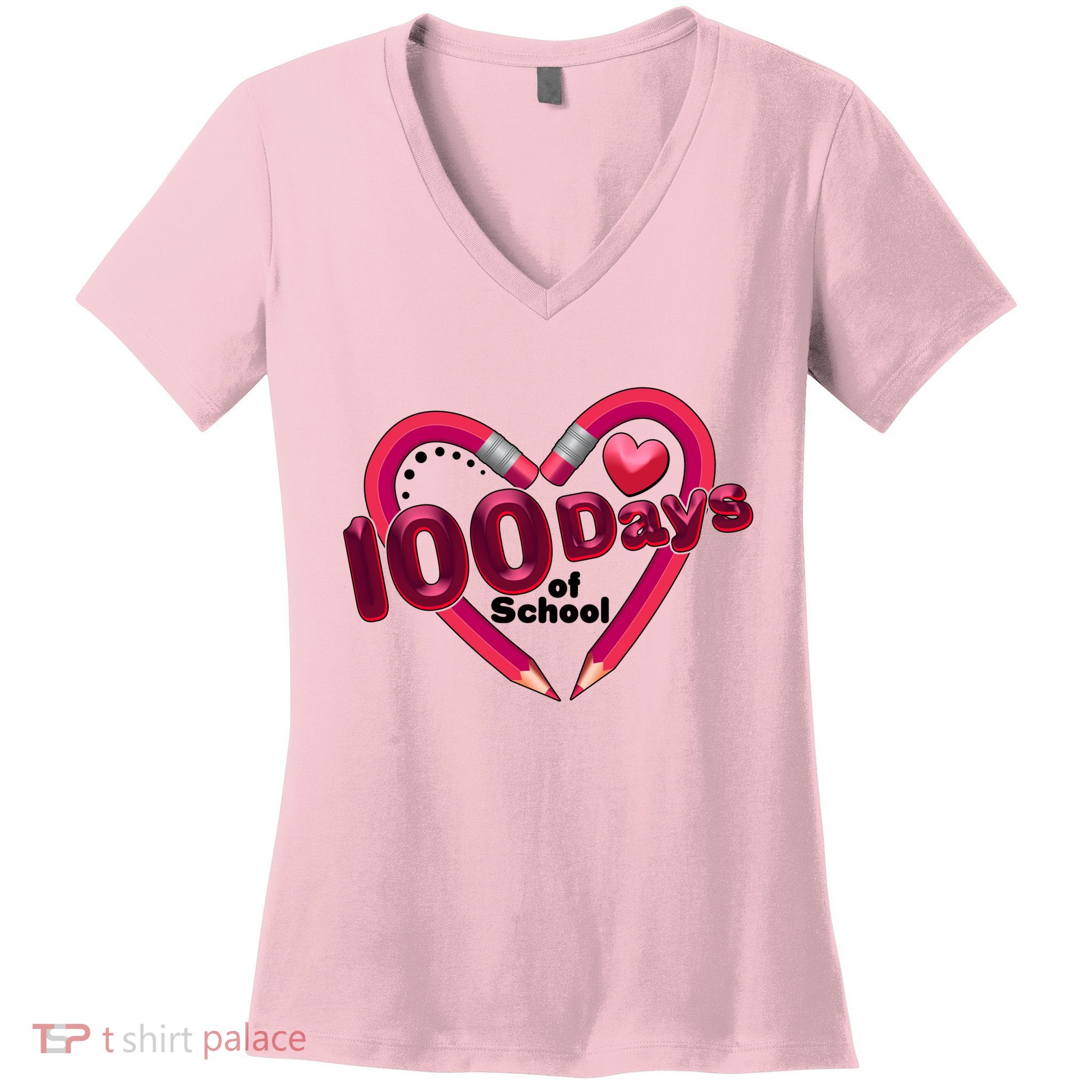 Valentines Day 100 Days Of School Women's V-Neck T-Shirt