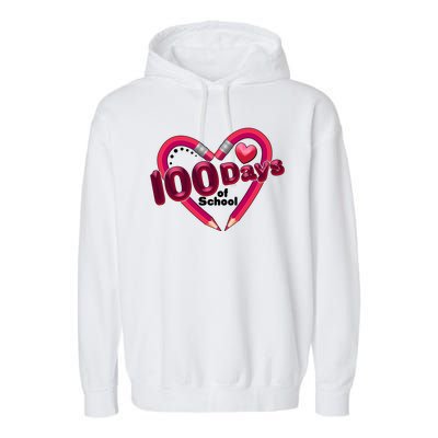 Valentines Day 100 Days Of School Garment-Dyed Fleece Hoodie