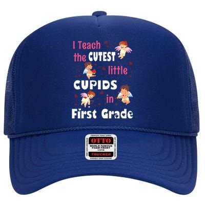 Valentines Day 1st Grade Teacher Gift For Teachers In Love Gift High Crown Mesh Back Trucker Hat