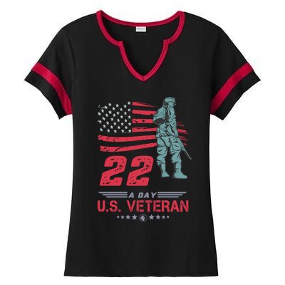 Veteran Day 22 A Day Suicide Awareness Great Gift Ladies Halftime Notch Neck Tee