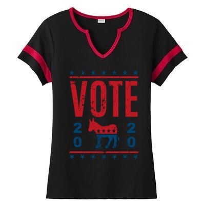 Vote Democrat 2020 Election Donkey Democratic Party Gear Great Gift Ladies Halftime Notch Neck Tee