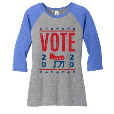 Vote Democrat 2020 Election Donkey Democratic Party Gear Great Gift Women's Tri-Blend 3/4-Sleeve Raglan Shirt