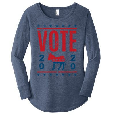 Vote Democrat 2020 Election Donkey Democratic Party Gear Great Gift Women's Perfect Tri Tunic Long Sleeve Shirt