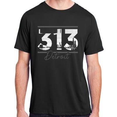 Vintage Detroit 313 Area Code Skyline Michigan Funny Adult ChromaSoft Performance T-Shirt