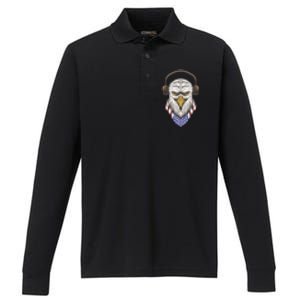 Veterans Day 4th Of July Memorial Day I Love Usa Eagle Gift Performance Long Sleeve Polo