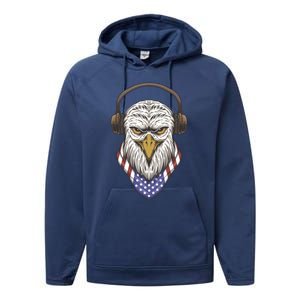 Veterans Day 4th Of July Memorial Day I Love Usa Eagle Gift Performance Fleece Hoodie