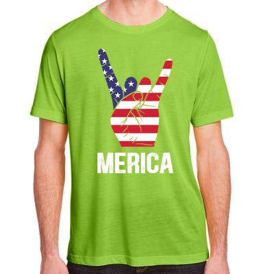 Veterans Day 4th Of July Patriotic I Love Usa Devil Horns Gift Adult ChromaSoft Performance T-Shirt