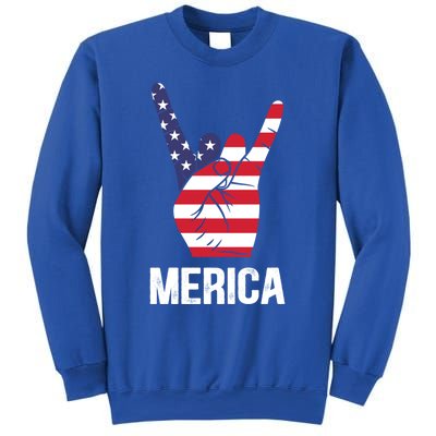 Veterans Day 4th Of July Patriotic I Love Usa Devil Horns Gift Sweatshirt