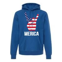 Veterans Day 4th Of July Patriotic I Love Usa Devil Horns Gift Premium Hoodie