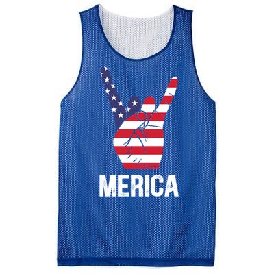 Veterans Day 4th Of July Patriotic I Love Usa Devil Horns Gift Mesh Reversible Basketball Jersey Tank