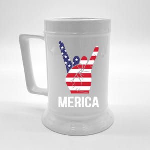 Veterans Day 4th Of July Patriotic I Love Usa Devil Horns Great Gift Beer Stein