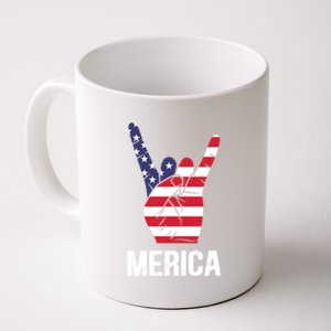 Veterans Day 4th Of July Patriotic I Love Usa Devil Horns Great Gift Coffee Mug