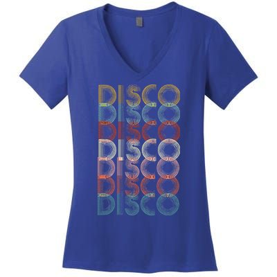 Vintage Disco 70s 80s Music Lover Women's V-Neck T-Shirt