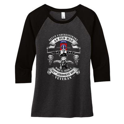 Veteran Day 82nd Airborne Division Paratrooper Fort Bragg Gift Women's Tri-Blend 3/4-Sleeve Raglan Shirt