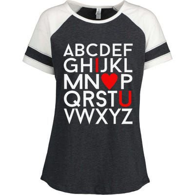 Valentine's Day, ABC I Love You Valentines Design Enza Ladies Jersey Colorblock Tee