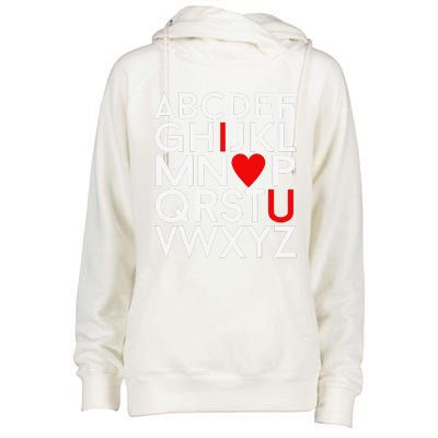 Valentine's Day, ABC I Love You Valentines Design Womens Funnel Neck Pullover Hood