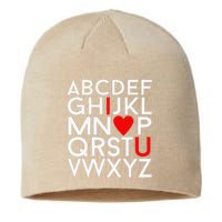 Valentine's Day, ABC I Love You Valentines Design Sustainable Beanie