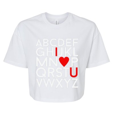 Valentine's Day, ABC I Love You Valentines Design Bella+Canvas Jersey Crop Tee