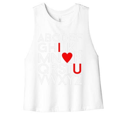 Valentine's Day, ABC I Love You Valentines Design Women's Racerback Cropped Tank