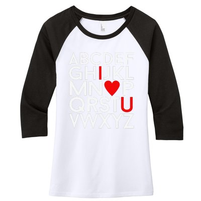 Valentine's Day, ABC I Love You Valentines Design Women's Tri-Blend 3/4-Sleeve Raglan Shirt