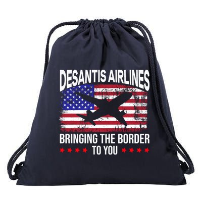 Vintage Desantis Airlines Bringing The Border To You Drawstring Bag