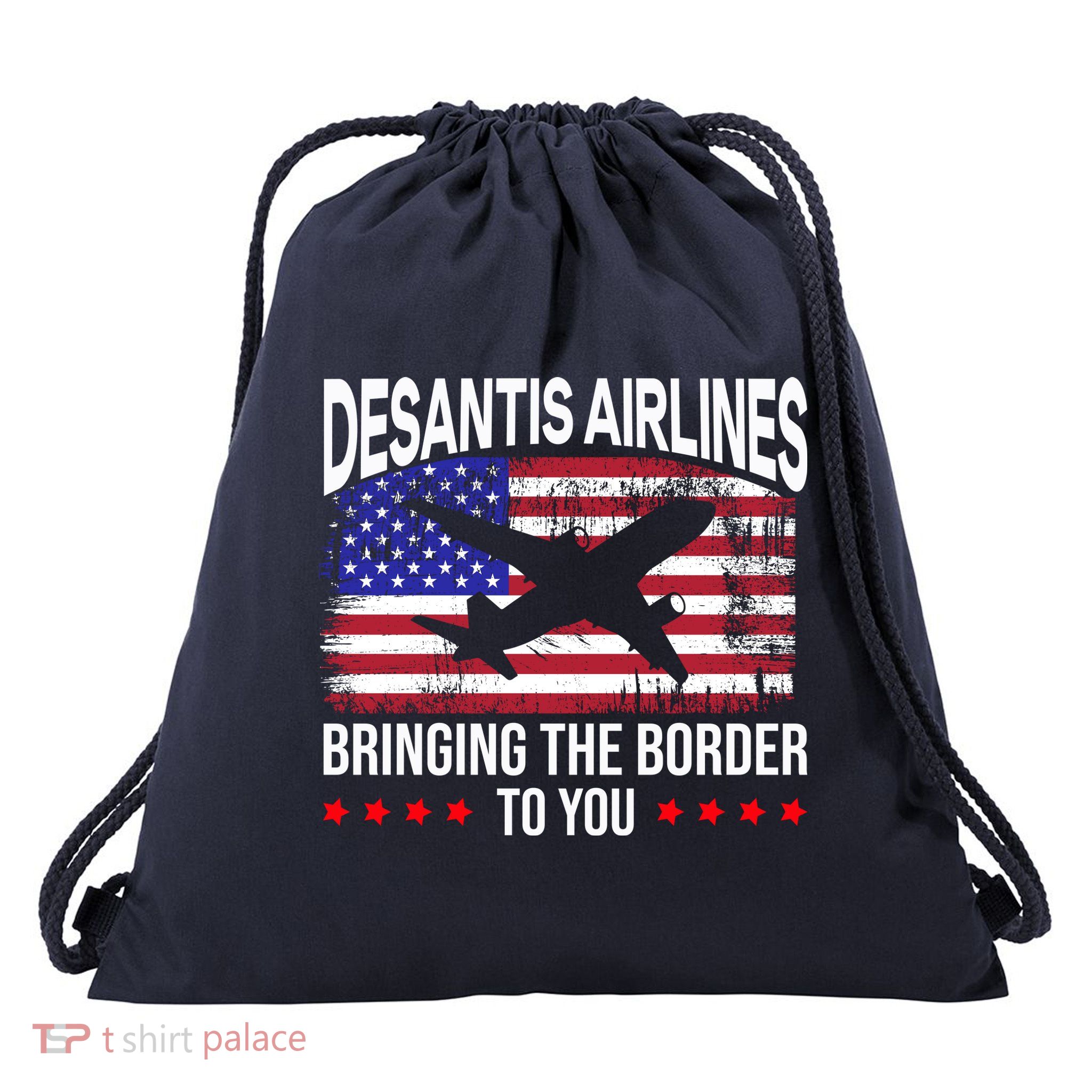 Vintage Desantis Airlines Bringing The Border To You Drawstring Bag