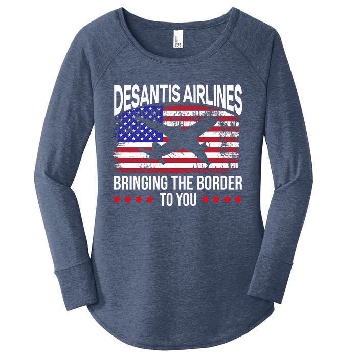 Vintage Desantis Airlines Bringing The Border To You Women's Perfect Tri Tunic Long Sleeve Shirt