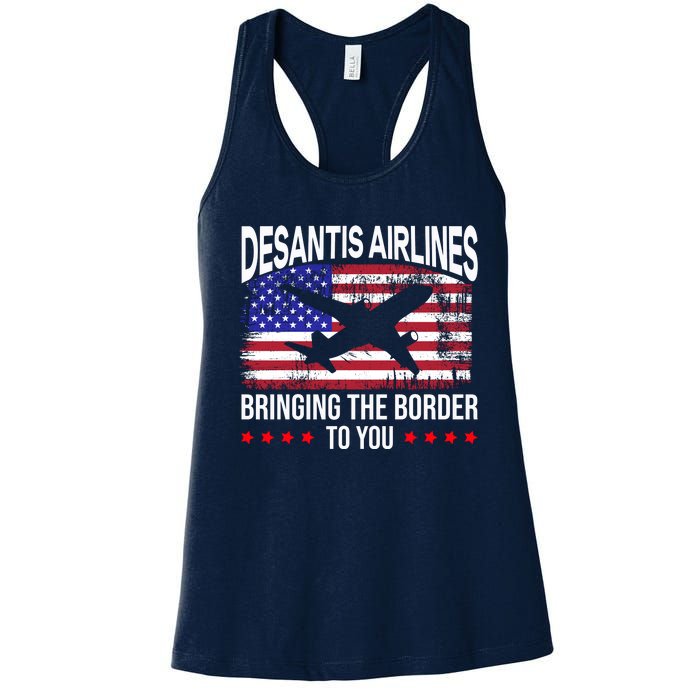 Vintage Desantis Airlines Bringing The Border To You Women's Racerback Tank