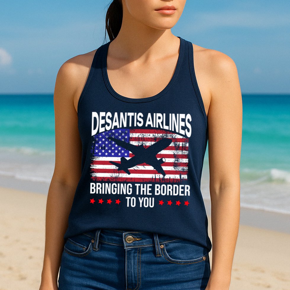 Vintage Desantis Airlines Bringing The Border To You Womens Tank Top