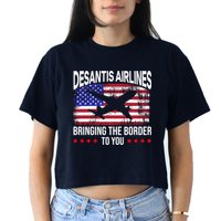 Vintage Desantis Airlines Bringing The Border To You Crop Top