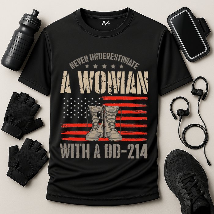 VeteranS Day A Woman With A Dd 214 Female Veteran Cooling Performance Crew T-Shirt