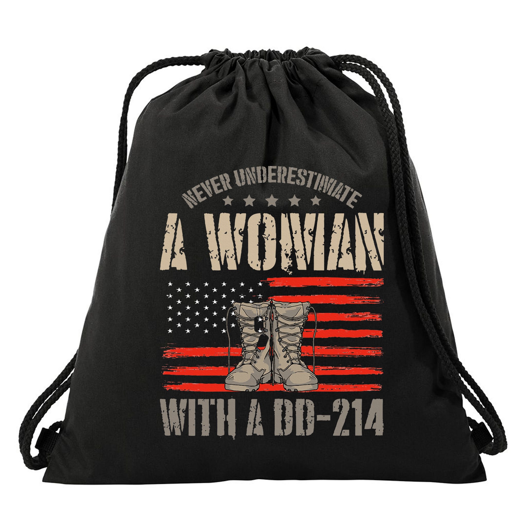 VeteranS Day A Woman With A Dd 214 Female Veteran Drawstring Bag