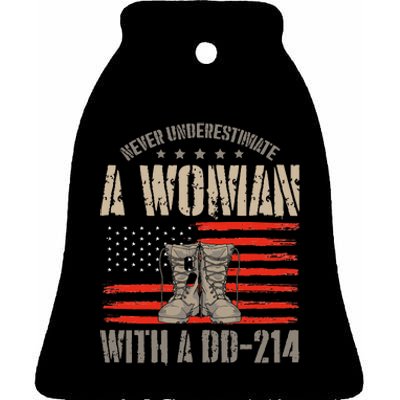 VeteranS Day A Woman With A Dd 214 Female Veteran Ceramic Bell Ornament