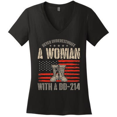 VeteranS Day A Woman With A Dd 214 Female Veteran Women's V-Neck T-Shirt