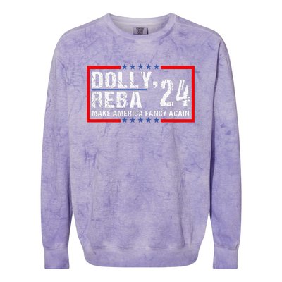 Vintage Dolly And Reba 2024 Make America Fancy Again  Colorblast Crewneck Sweatshirt