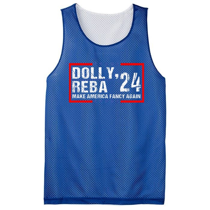 Vintage Dolly And Reba 2024 Make America Fancy Again  Mesh Reversible Basketball Jersey Tank