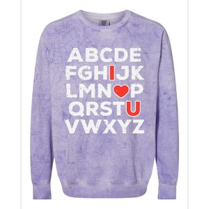 Valentines Day Alphabet ABC I Love You Teacher Wo Colorblast Crewneck Sweatshirt