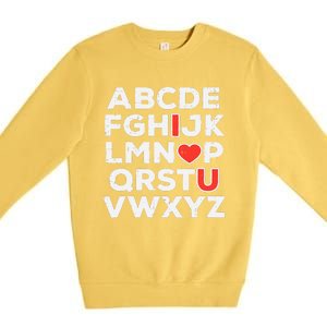 Valentines Day Alphabet ABC I Love You Teacher Wo Premium Crewneck Sweatshirt