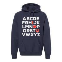 Valentines Day Alphabet ABC I Love You Teacher Wo Premium Hoodie