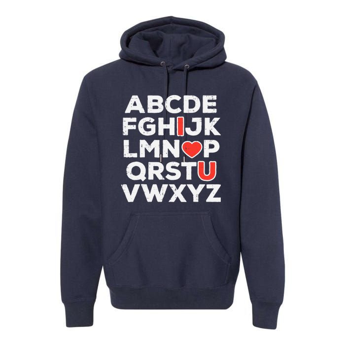 Valentines Day Alphabet ABC I Love You Teacher Wo Premium Hoodie